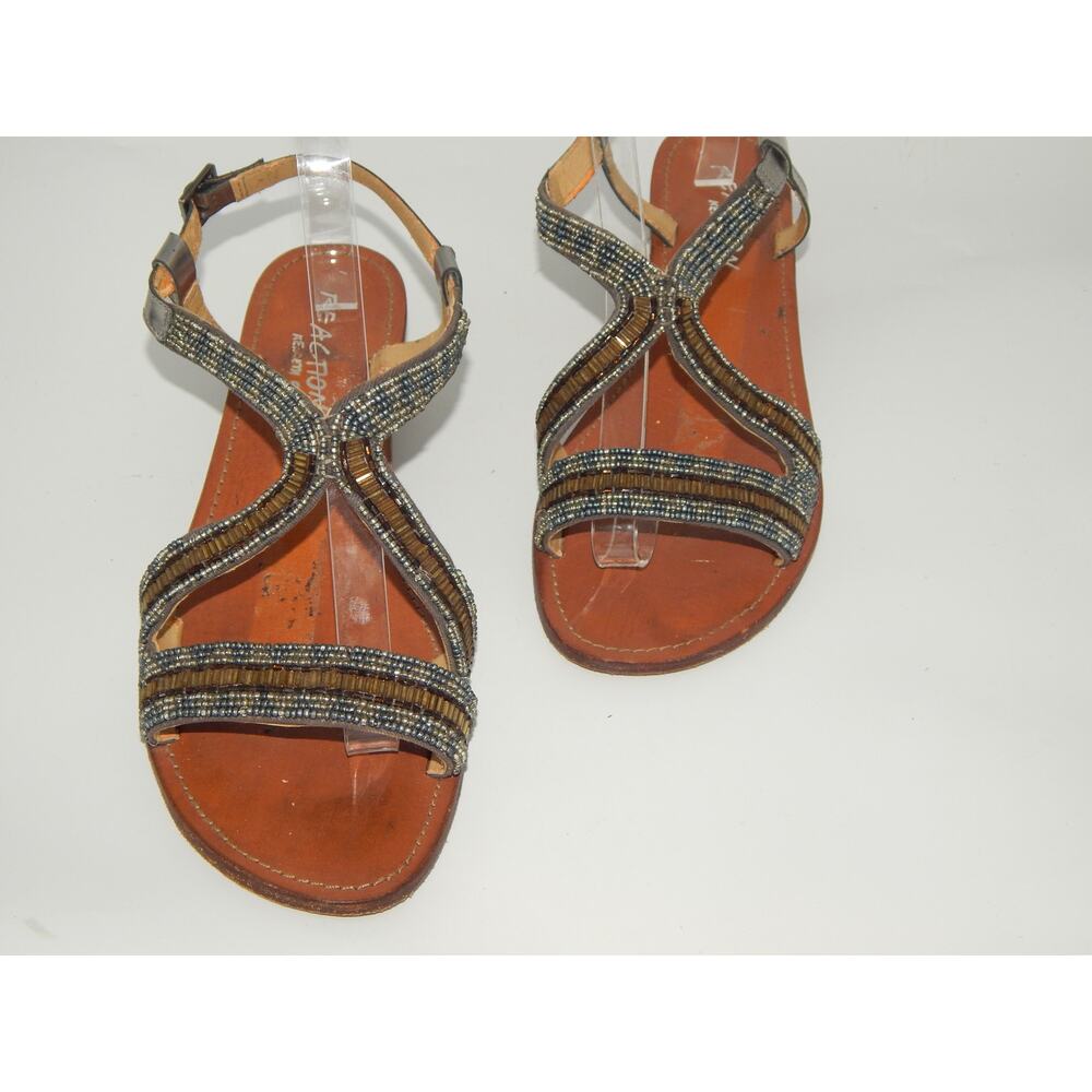 Kenneth Cole Reaction Women Beaded Leather Sandal Size 8.5